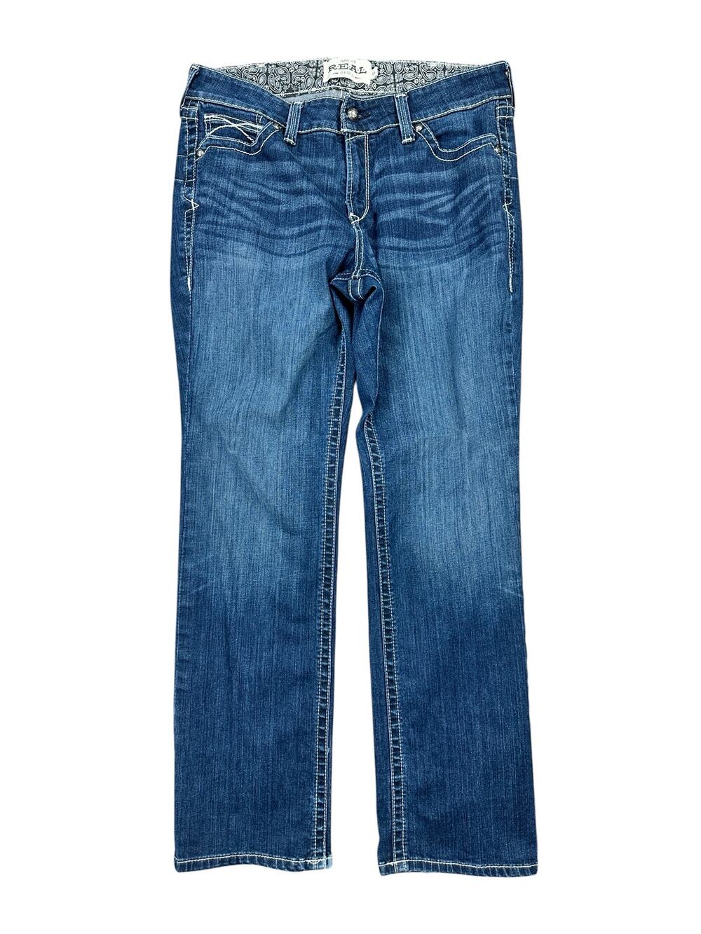 Ariat R.E.A.L. Straight Icon Jeans Ocean Blue — Size 33R
